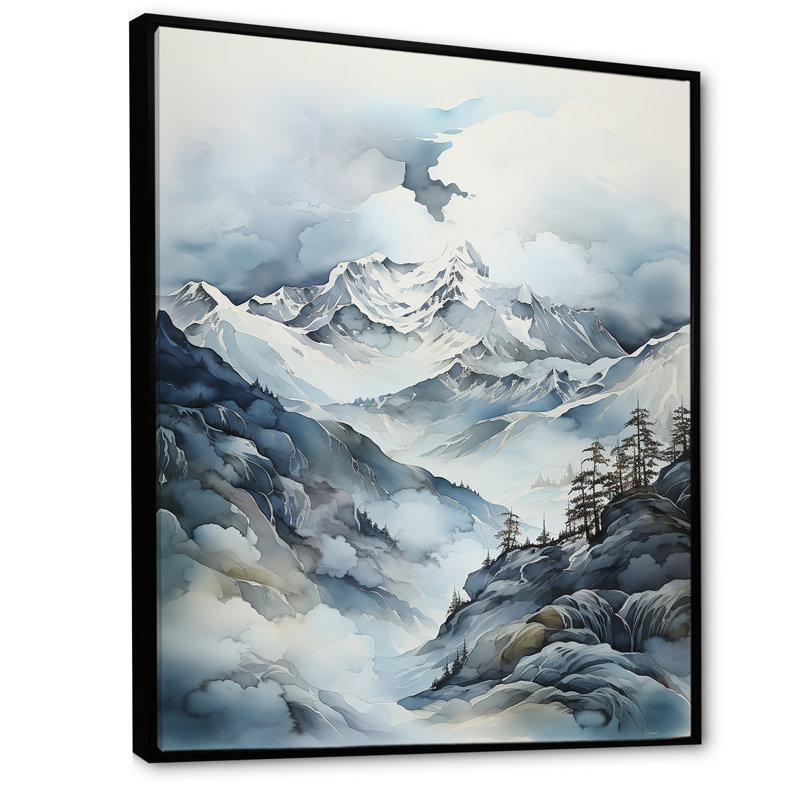 Minimalisme Groenland, horizon I sur toile, Cadre flottant noir, H 32 po x l 24 po x P 1 po