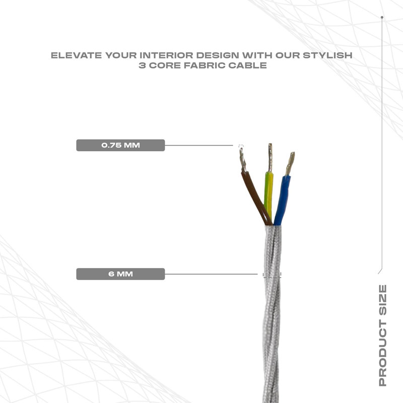 Sonila 3Core Twisted Vintage Coloured 0.75Mm Braided Fabric Flexible Electrical Hight Quality UK Lighting Wire Cable