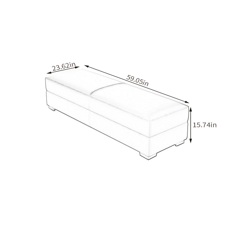 Naasir, H 15,74 po x l 59,05 po x P 23,62 po
