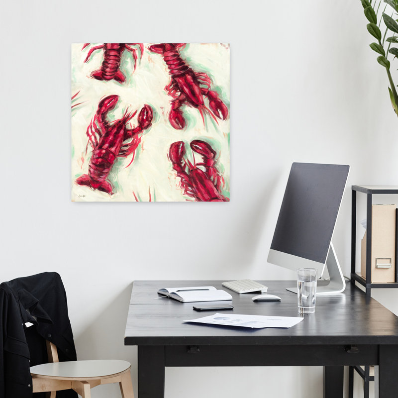 «The Catch», homard abstrait, art mural côtier, H 18 po x l 18 po