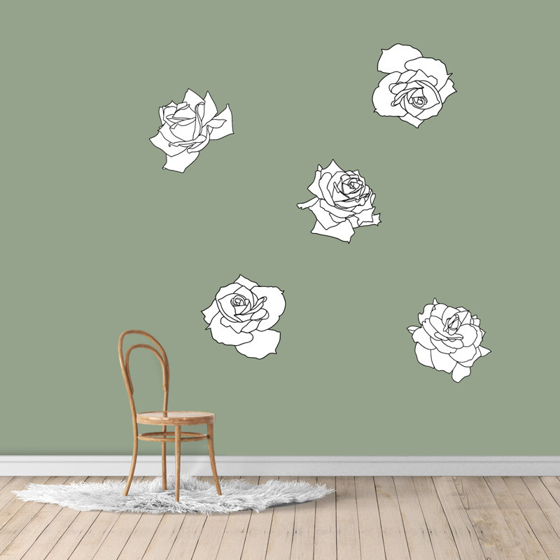 Décalcomanie murale à motif roses, H 12 po x l 12 po