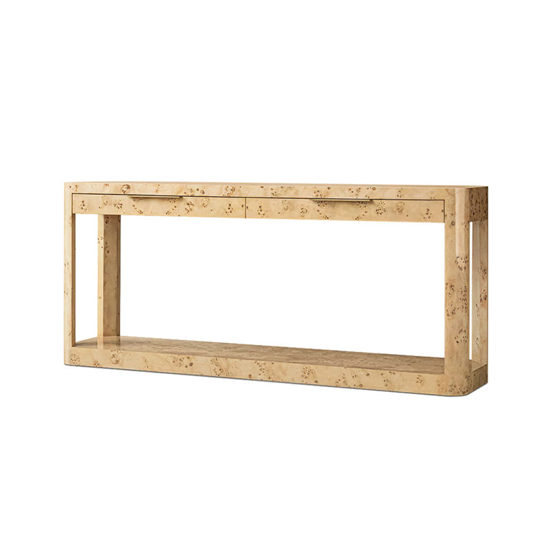 Console simple de style champêtre français, H 29,9 po x l 71,7 po x P 15,7 po, Bois naturel