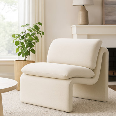 Chaise d'appoint Kami, base ouverte incurvée, Boucle moderne sans accoudoirs