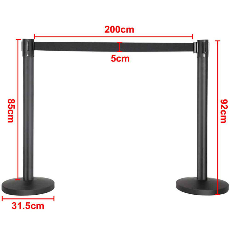 92 cm H x 200 cm W, Black