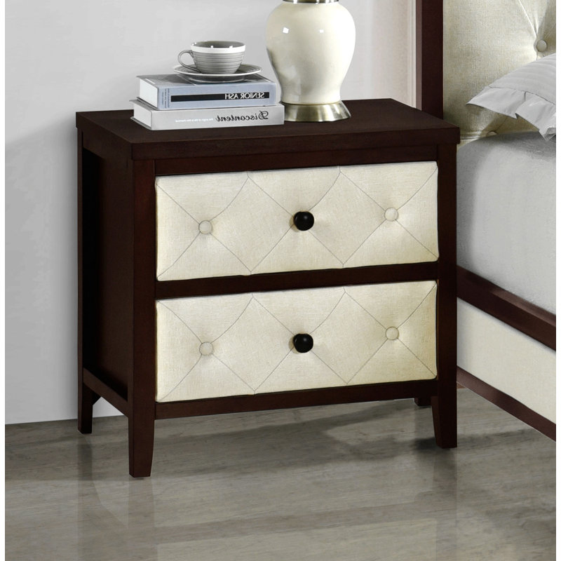 Table de chevet, Cerise espresso / beige