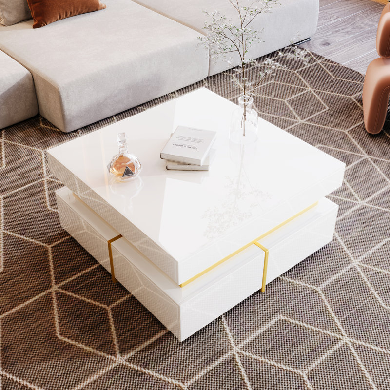 Coffee Table with Storage, White