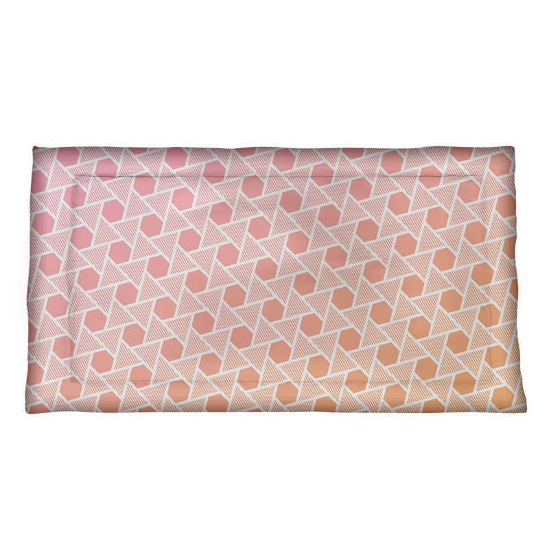 Taie décorative hexagones et triangles Katelyn Elizabeth, Polyester, Très grand lit, Rose / orange