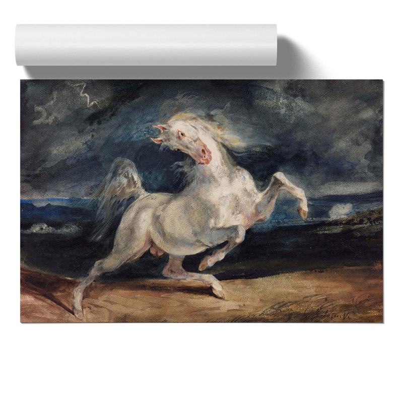 Frightened Horse by Eugene Delacroix - No Frame Painting, 30cm H x 42cm W x 0.1cm D
