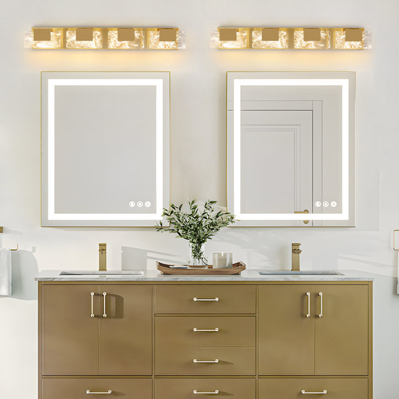 Éclairage pour meuble-lavabo moderne 4 lumières 4 lumières, Doré