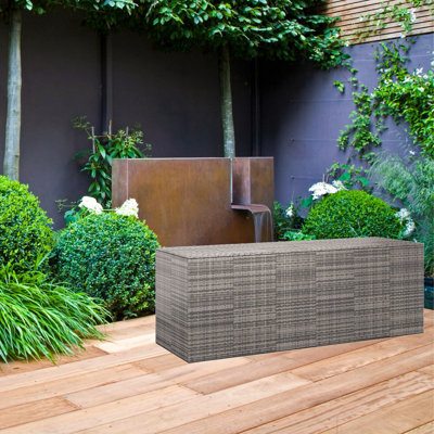 Garden Cushion Box PE Rattan 291X100.5X104 Cm