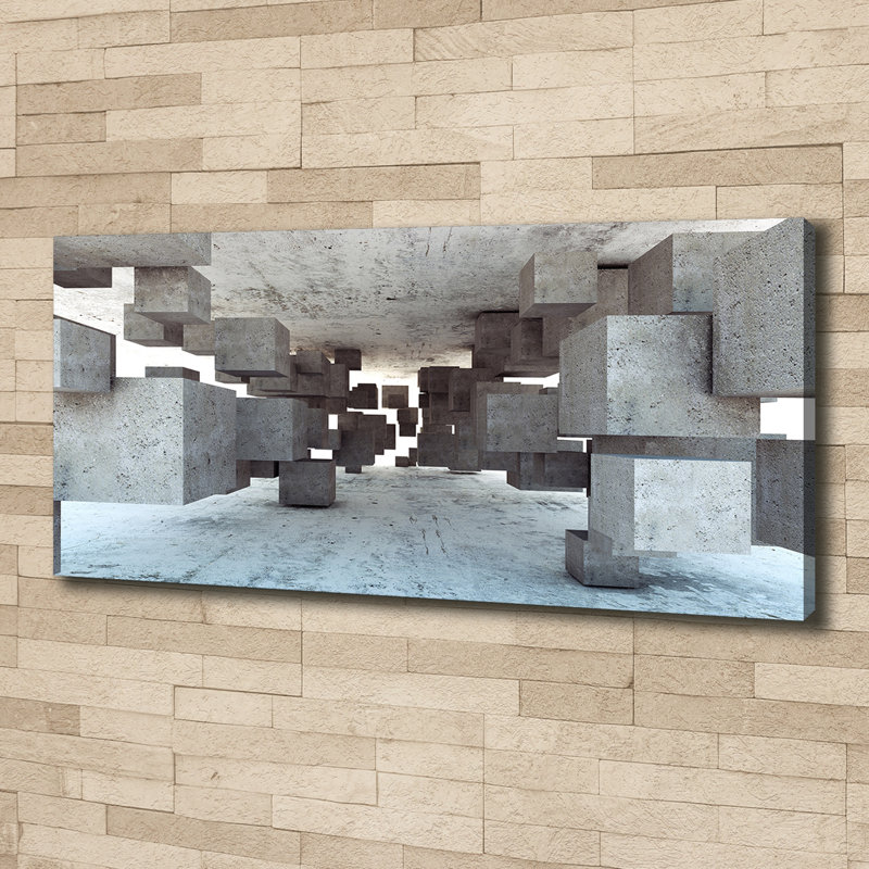 Cubes in concrete 1 Piece Wall Art, 50cm H x 125cm W x 2cm D, Canvas