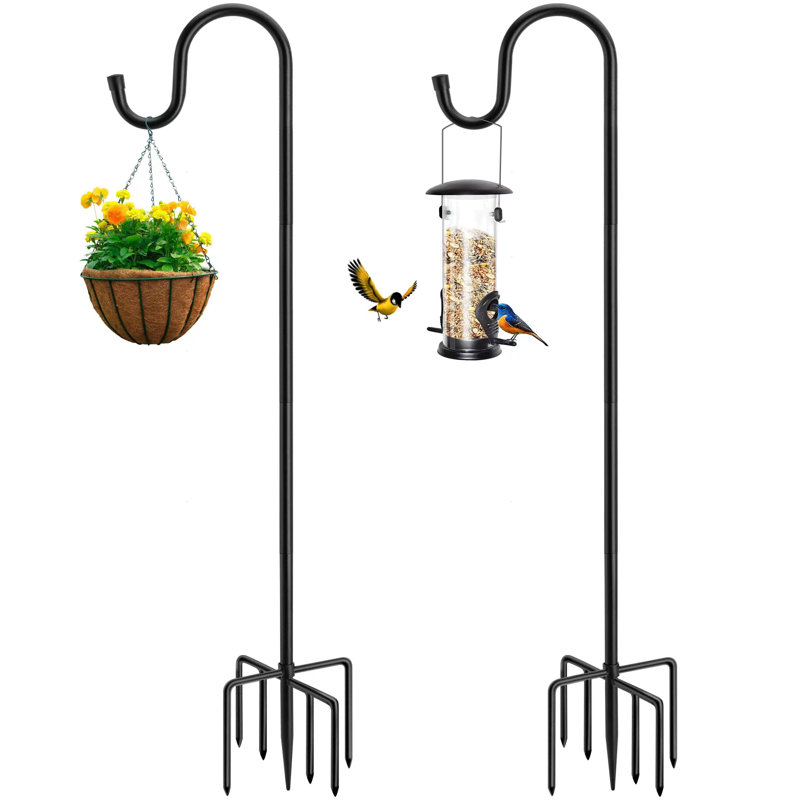 72 "crochets de berger 72" pour l'extérieur, poteau à oiseaux robuste avec 7 bases, support de jardin réglable, 2 paquets