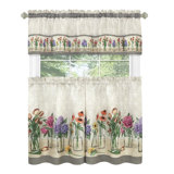 Nemiah Floral Tailored 58'' W Kitchen Curtain Beige