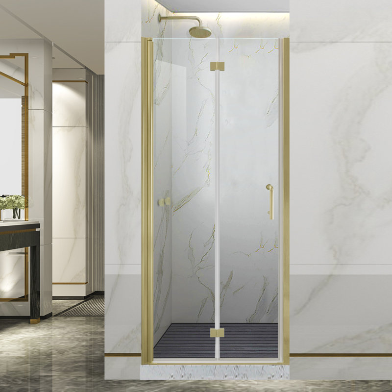 30-31.9 in. W x 72 in. H Frameless Bi-fold Shower Doors with Clear SGCC Tempered Glass, Brushed Gold