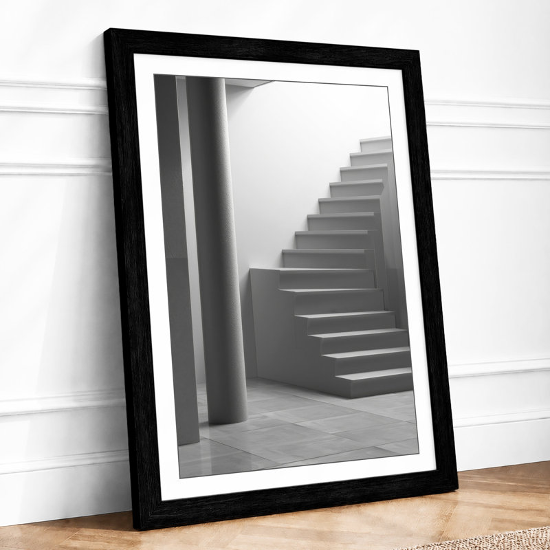 Ascending Geometry Minimalist - Framed Print, A1 - 84.1 x 59.4 cm, Black