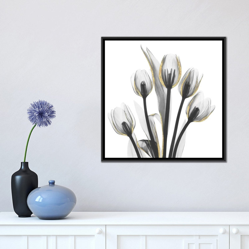 « doréy tulipes i » par albert koetsier,-print, H 18 po x l 18 po x P 1,5 po, Toile avec cadre noir