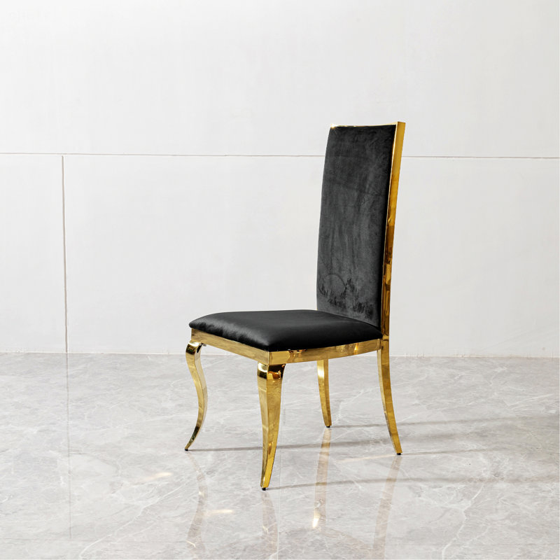 Chaise d'intérieur, ensemble de 2 chaises de salle à manger rembourrées avec pieds en acier inoxydable