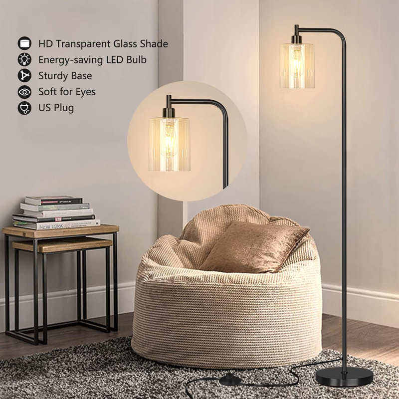 67” Industrial Floor Lamp Modern Standing Lamp For Living Room, Black