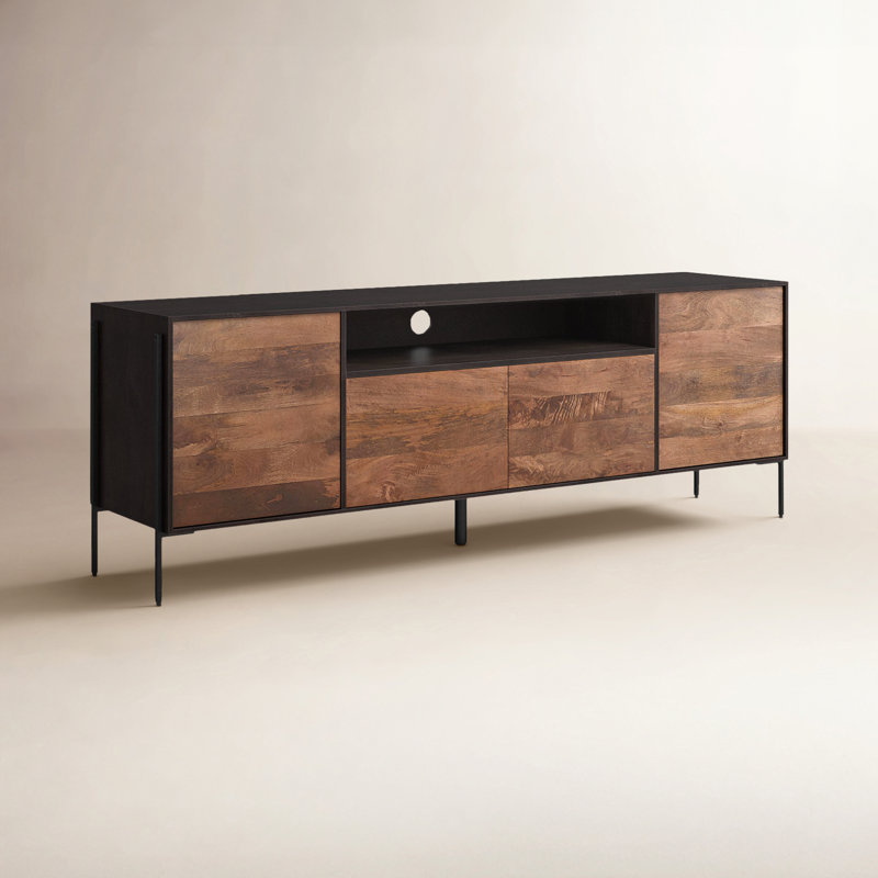 Tobin Media Console, Light Brown/Espresso/Black