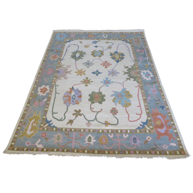 Tapis oriental Oushak coloré noué à la main 10 x 14 G14425