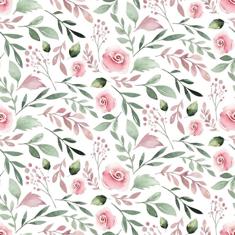 Blossom Breeze - Aquarelle jardin romantique, L 192 po x l 108 po