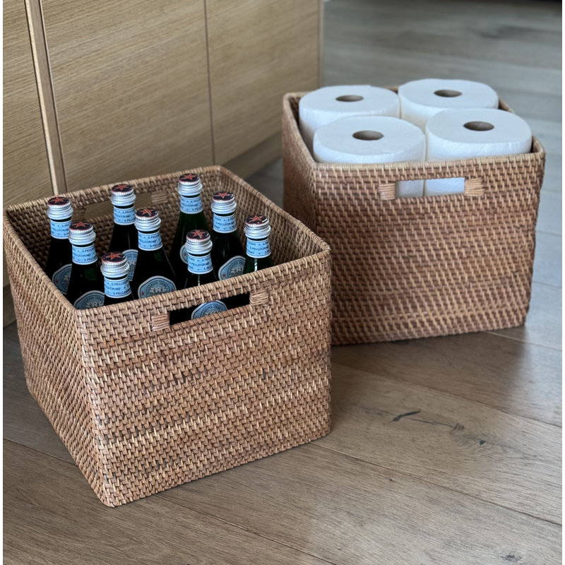 Rosecliff Heights Bavan Rattan Decorative Basket, Honey Brown