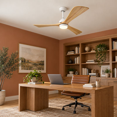 Ventilateur de plafond d'intérieur à DEL 52 po avec pales brunes intégrées Osie (3 pales)