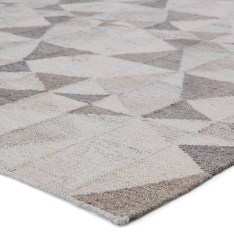 Tapis taupe / gris en polyester tissé à plat à plat tissé à plat Wendy Jane, Rectangle 2 pi x 3 pi