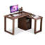Bureau d'étude et d'ordinateur en bois massif de style nordique en L