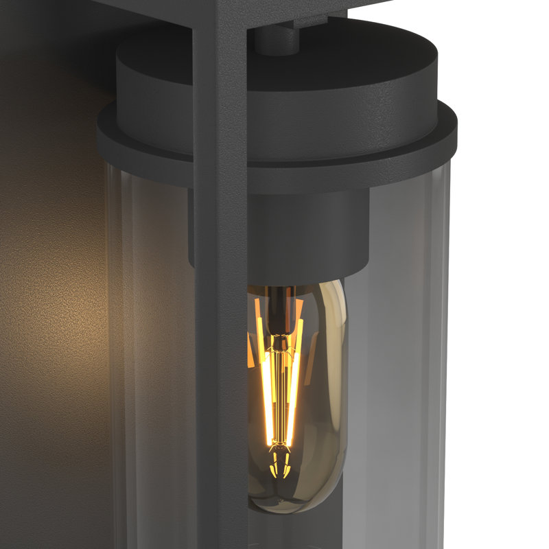  Arberie 1 - Light 12.3''H Black Iron ETL Outdoor Wall Light with Dusk to Dawn