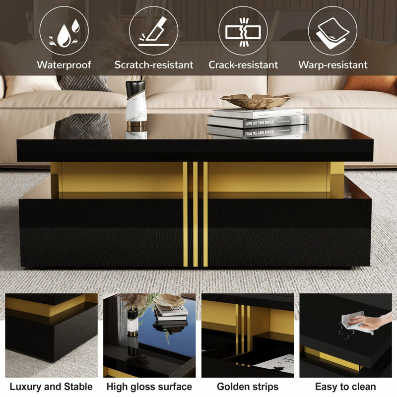 Brayden Studio Modern Square Storage Coffee Table With 4 Drawers ...