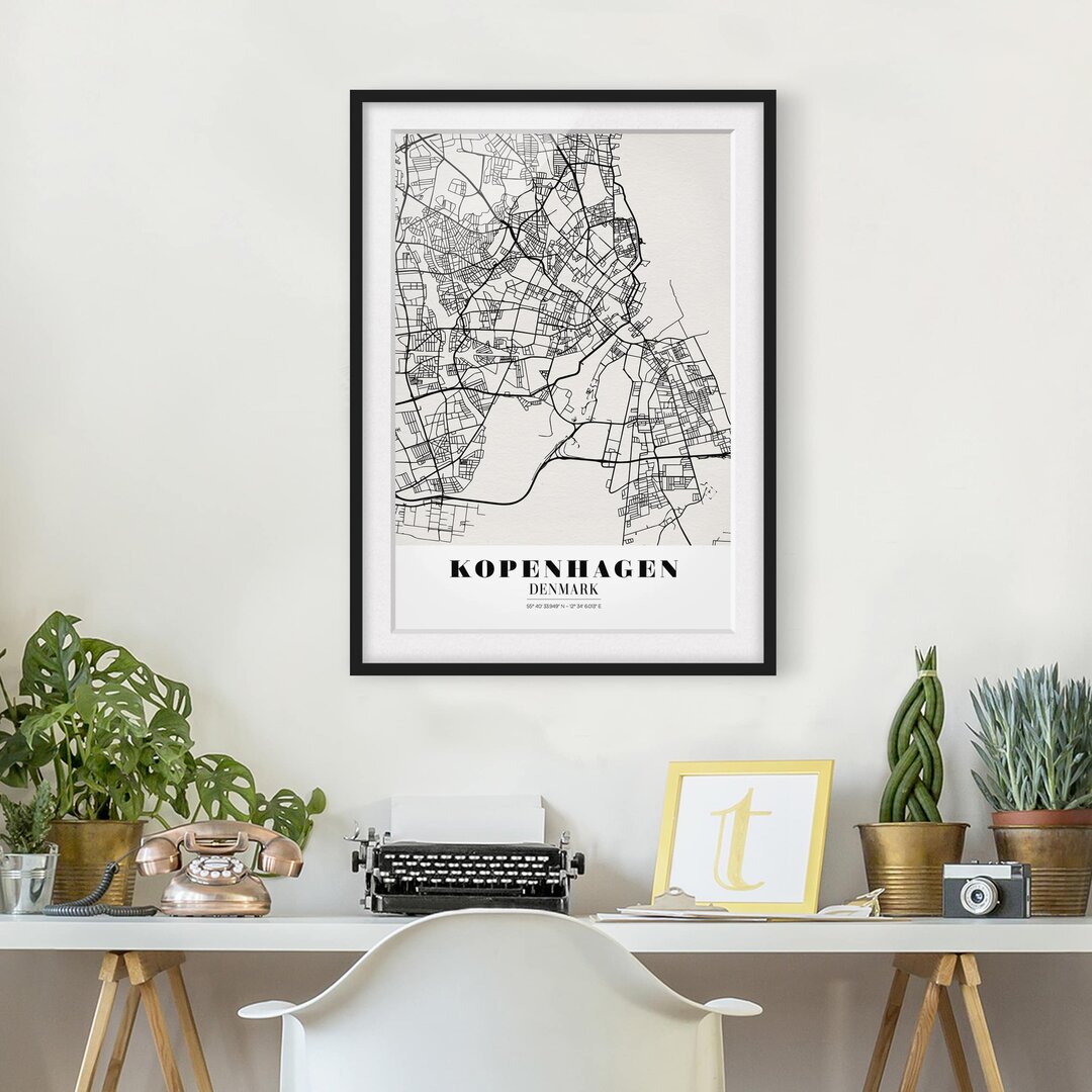 Gerahmtes Poster Copenhagen Map - Classic