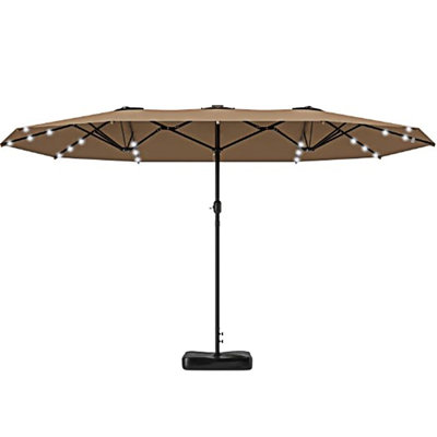 Double-Sided Parasol,Parasol Double-Sided Sun Umbrella With Base,Patio Parasol With LED Solar S