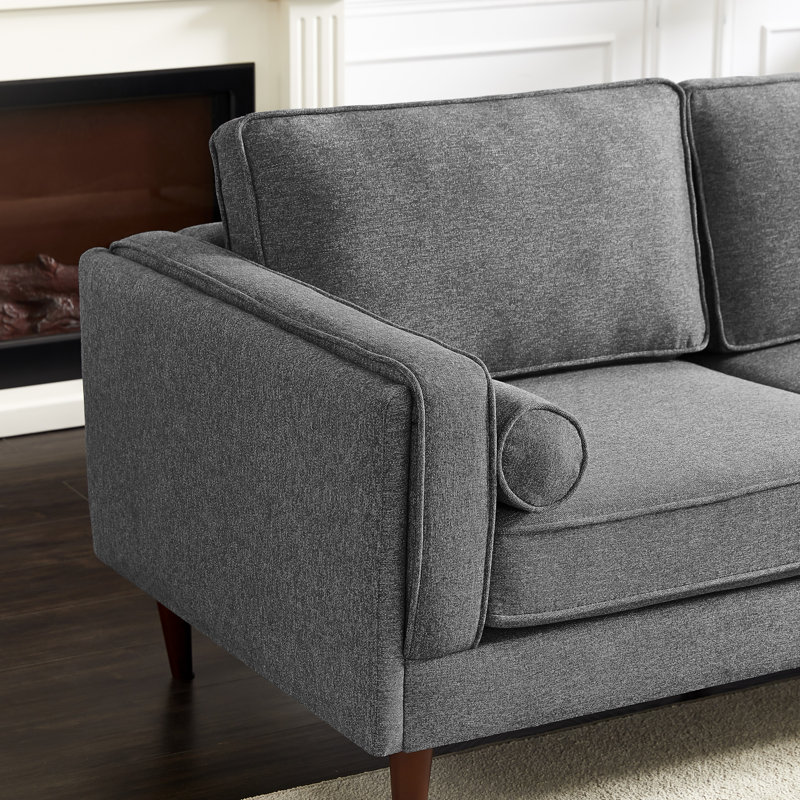 Upholstered L-Shaped Sectional Symmetrical, Dark Gray Linen