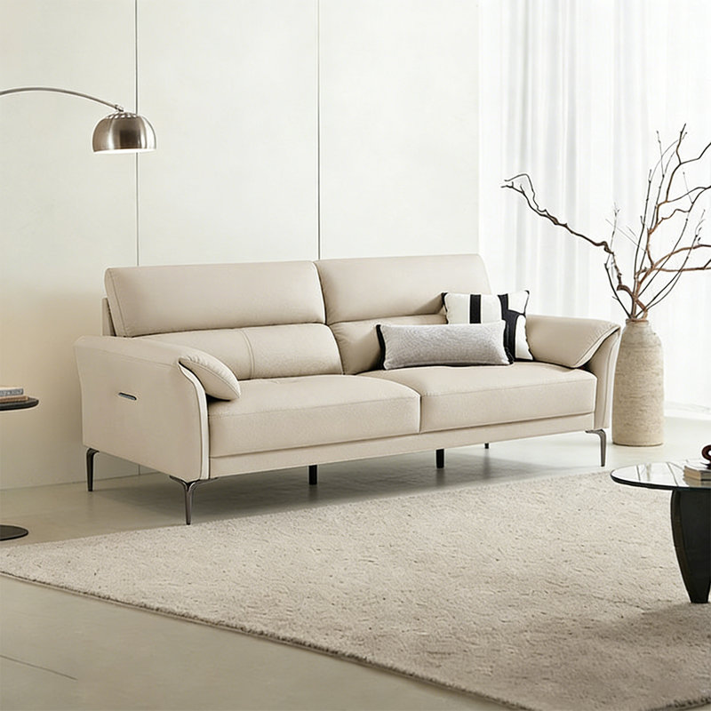 Causeuse-coussin standard en cuir véritable blanc, Blanc