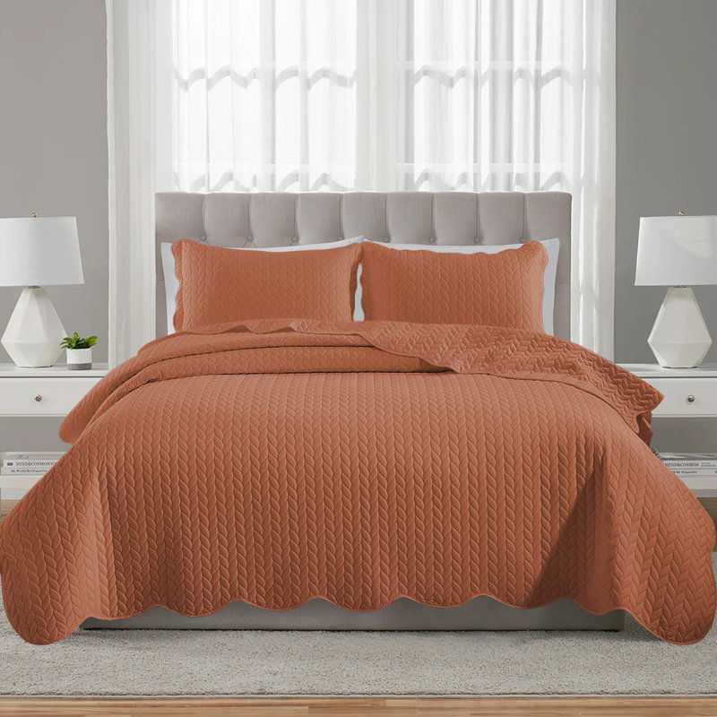 Ensemble de couvre-lit en microfibre , Couvre-lit simple et 1 taie décorative, Rouille