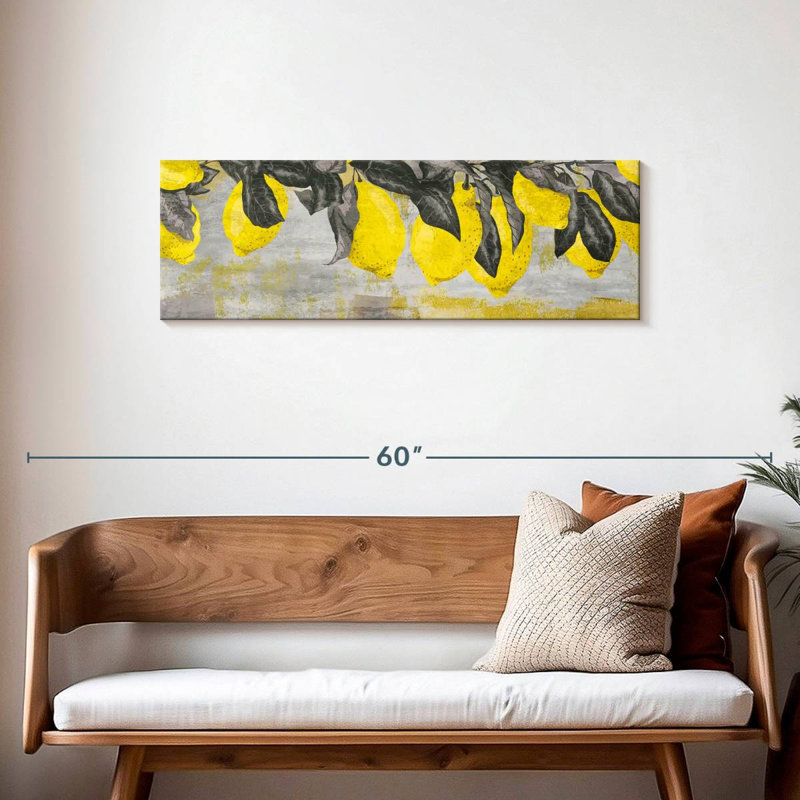 Citrons mûres sur toile, H 14 po x l 42 po x P 1,25 po