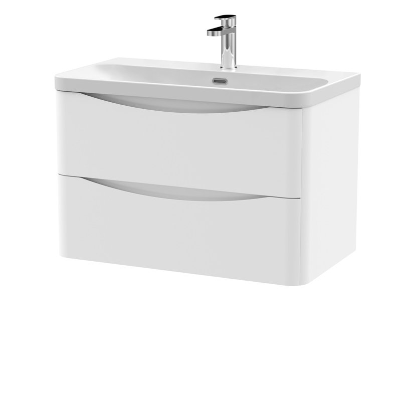 Lunar Bathroom Vanity, Satin White, 80.7 cm W