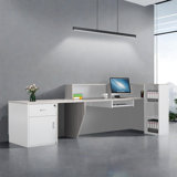 L-Shaped Reception Desk with Lockable Drawers, Computer Desk, and Storage Shelves/Front Desk