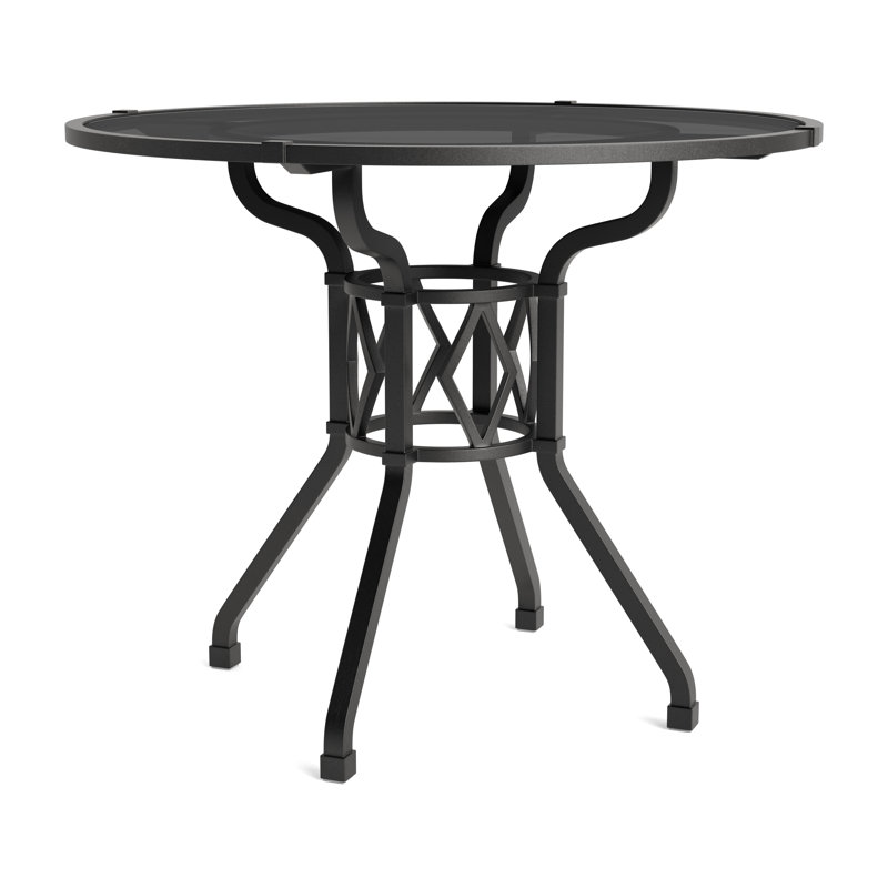 Venetian Outdoor Round Dining Table, Textured Pewter, 36" D