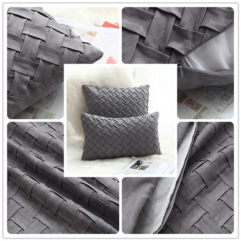 Ensemble de 1 housse de coussin décoratif Boho (12 x 20) - Coussin décoratif gris foncé pour canapé et lit, Gris foncé