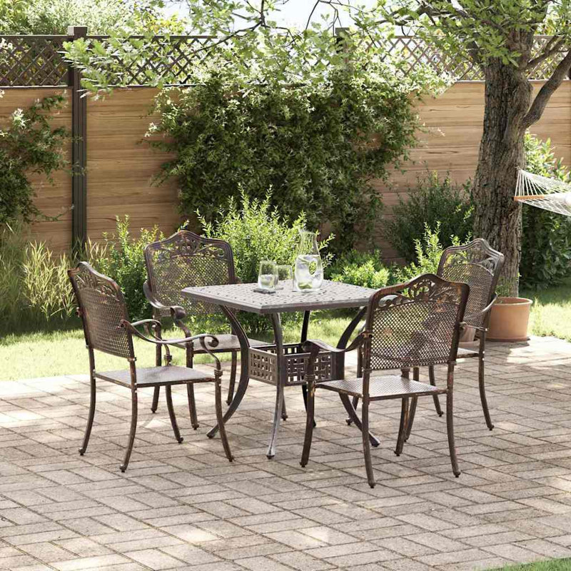 4 - Person Patio Dining Set Square Table, Bronze