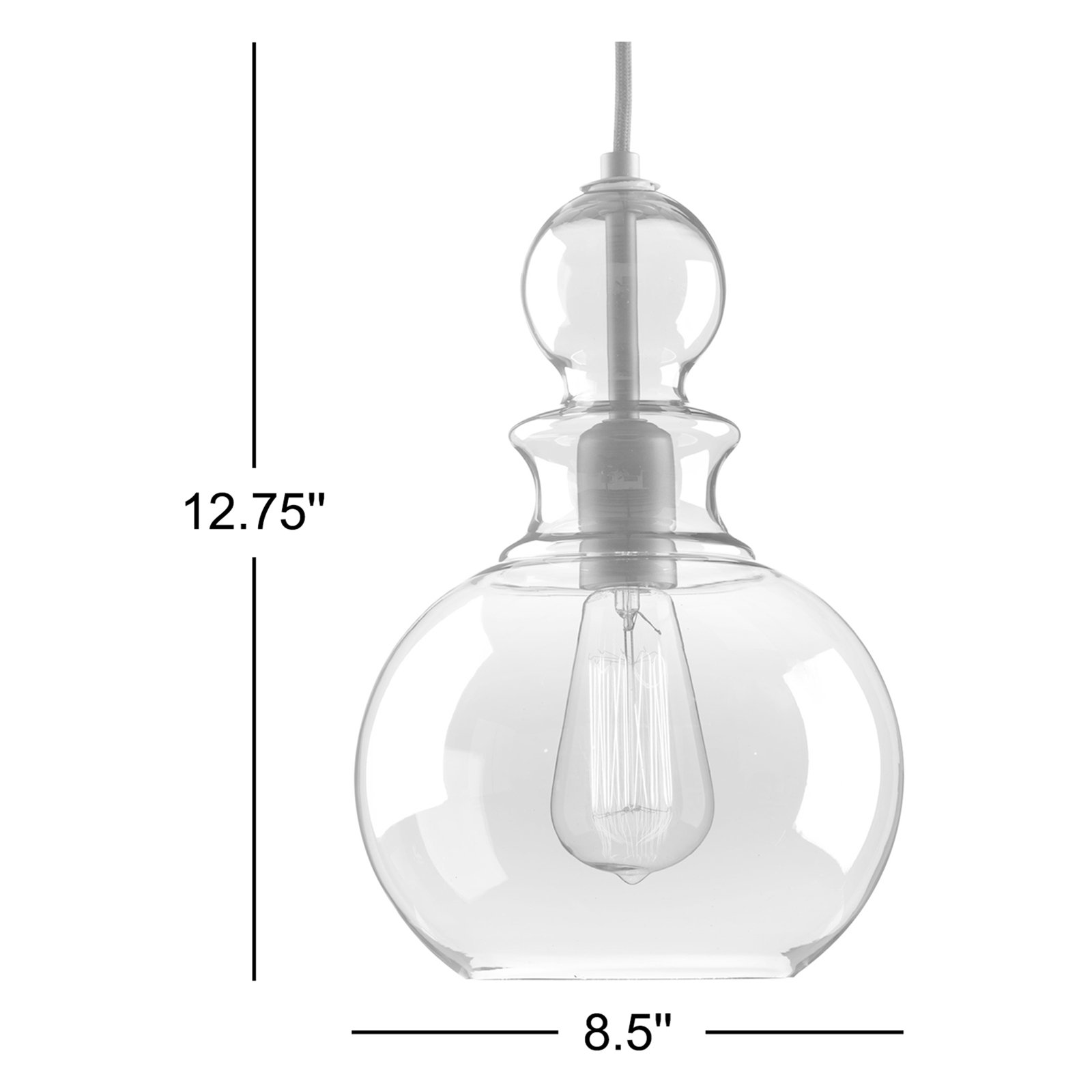 Theron Single Light Glass Dimmable Pendant, Graphite, Smoke