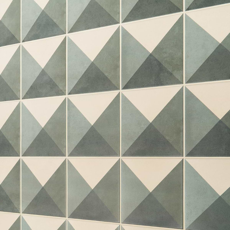 Elizabeth Sutton Art Geo 8x8 Matte Encaustic Look Porcelain Tile, Cement Deco Meadow Green