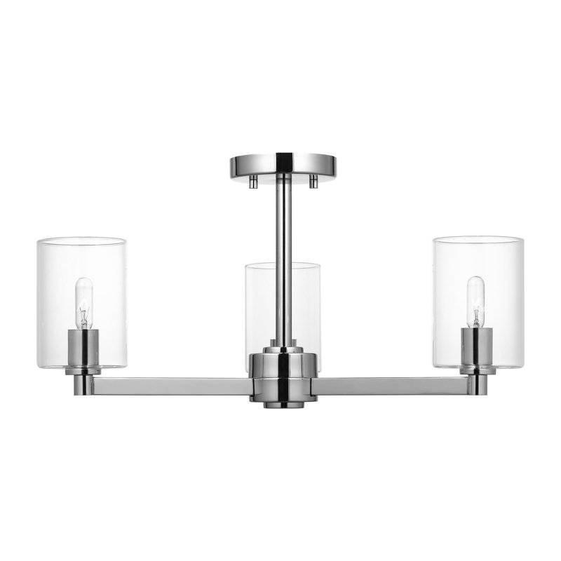 3 - Light Semi Flush Mount, Chrome