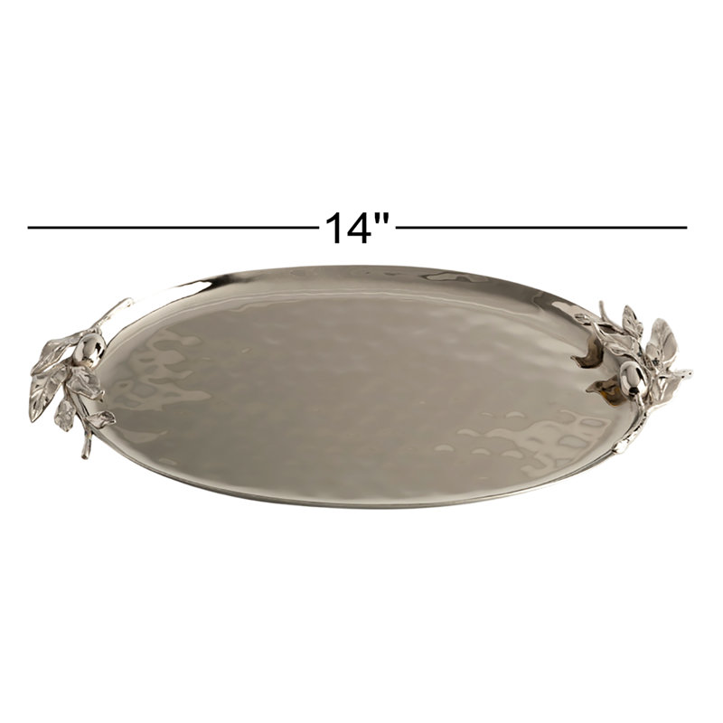 Amreena Stainless Steel Tray, 1.5" H x 14" W x 9" D