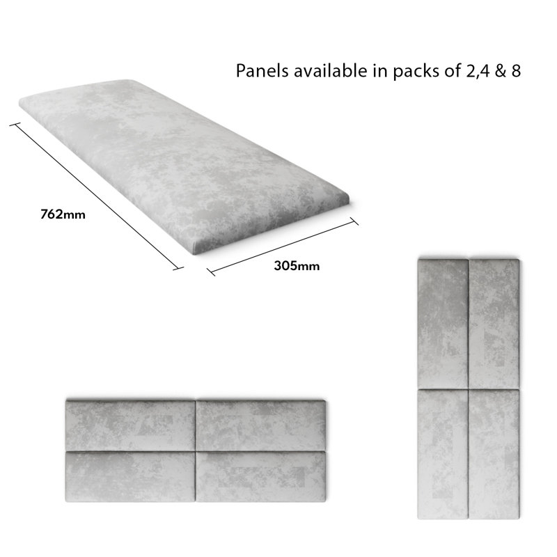 Kaleesa 30 cm x 75 cm Peel and Stick Upholstered Wall Paneling in Silver