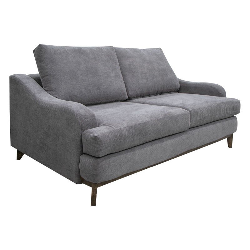 Structure et base en bois Dimitriya, causeuse, Mélange de polyester gris