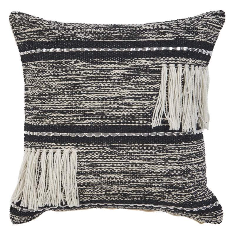 Plaid Geometric Fringed Cotton Throw Pillow Cover, Pillow Cover Only - No Insert