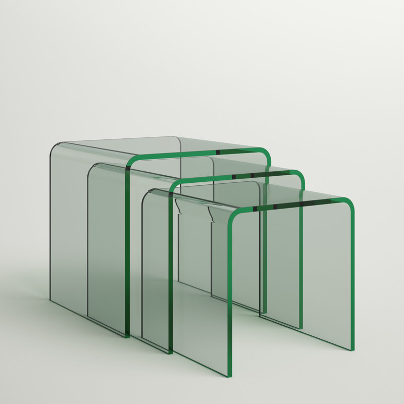 Mariana Glass Top Sled Nesting Tables, Clear